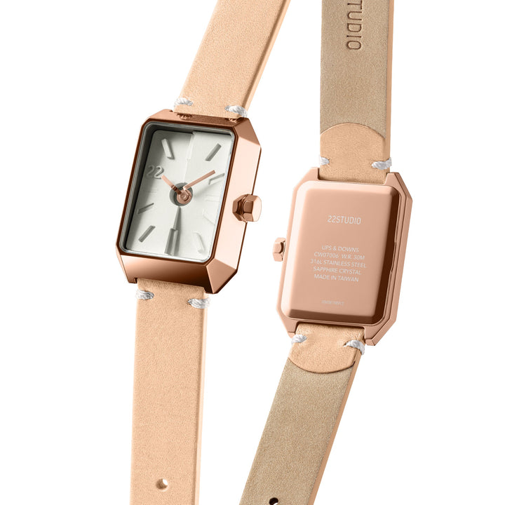 Ups & Downs Rectangular Concrete Watch - Milk Tea Edition
