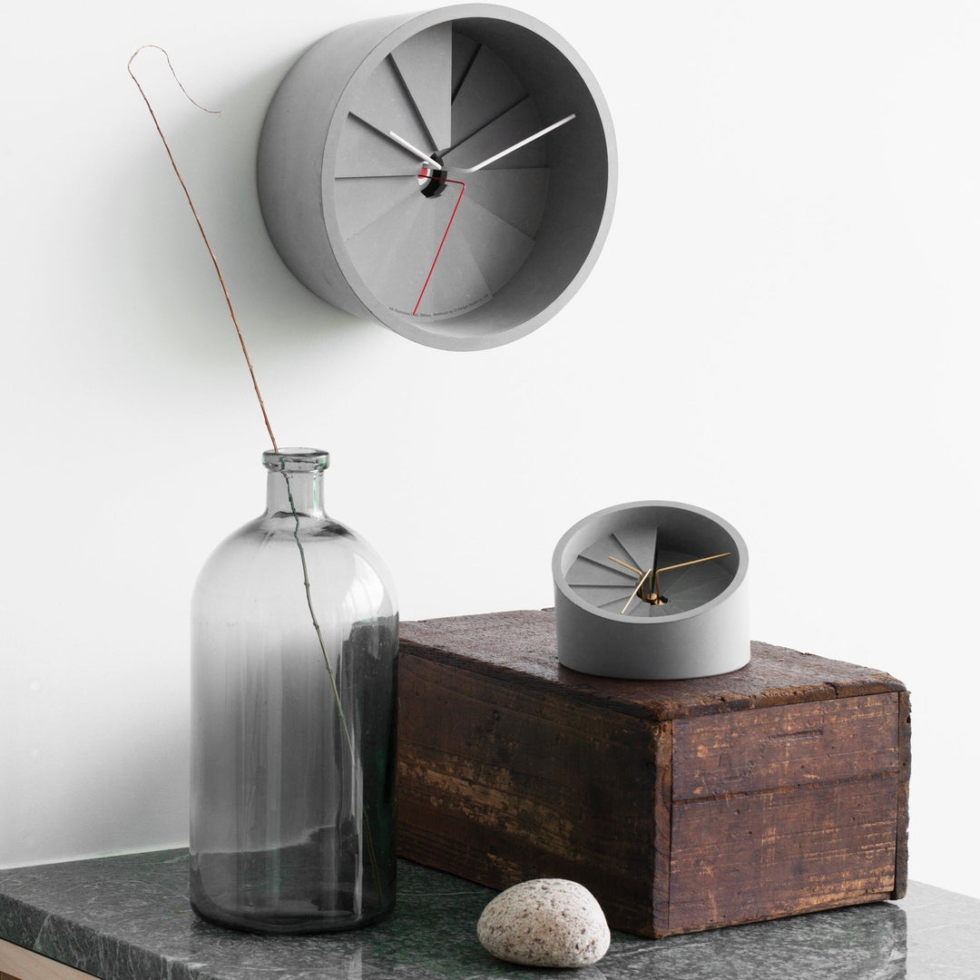 Concrete clocks in a modern setting