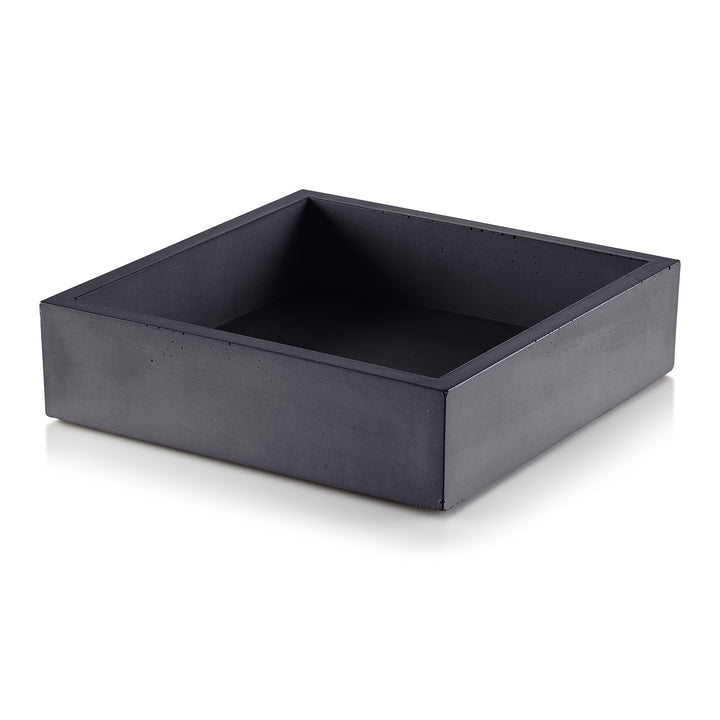 Side View of Dark Gray Concrete Napkin Bin