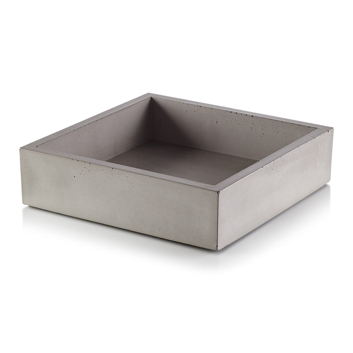 Side View of Gray Concrete Napkin Bin