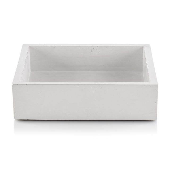 Front View Of White Concrete Napkin Bin By Port Living Co.