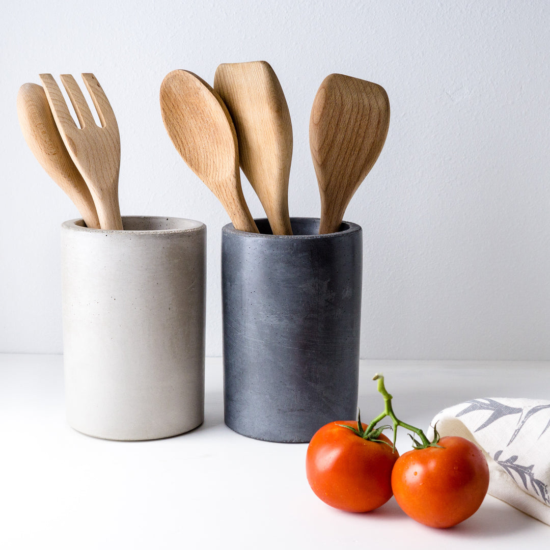 Gray And Dark Gray Concrete Utensil Holders By Port Living Co.