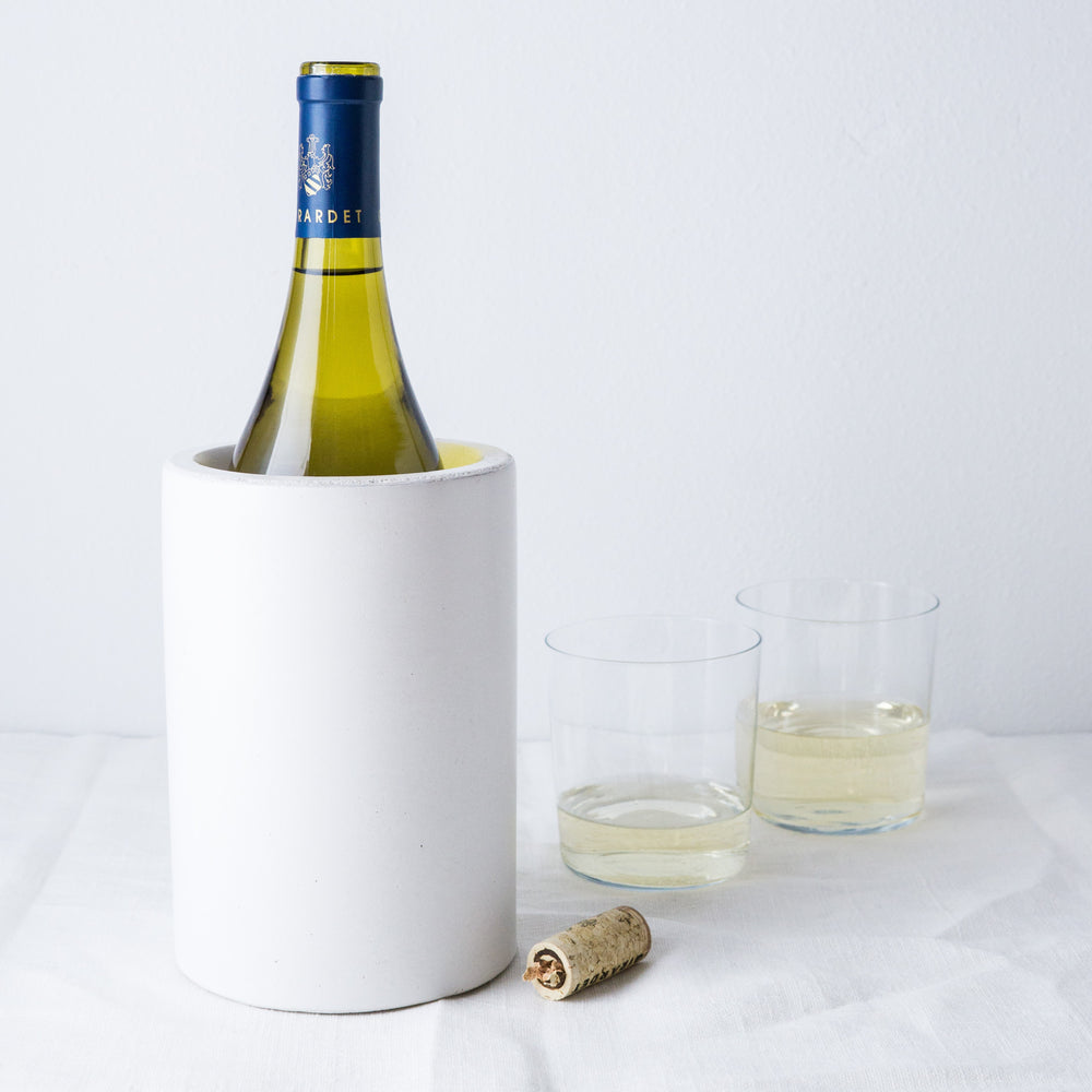 White Concrete Wine Chiller  By Port Living Co.