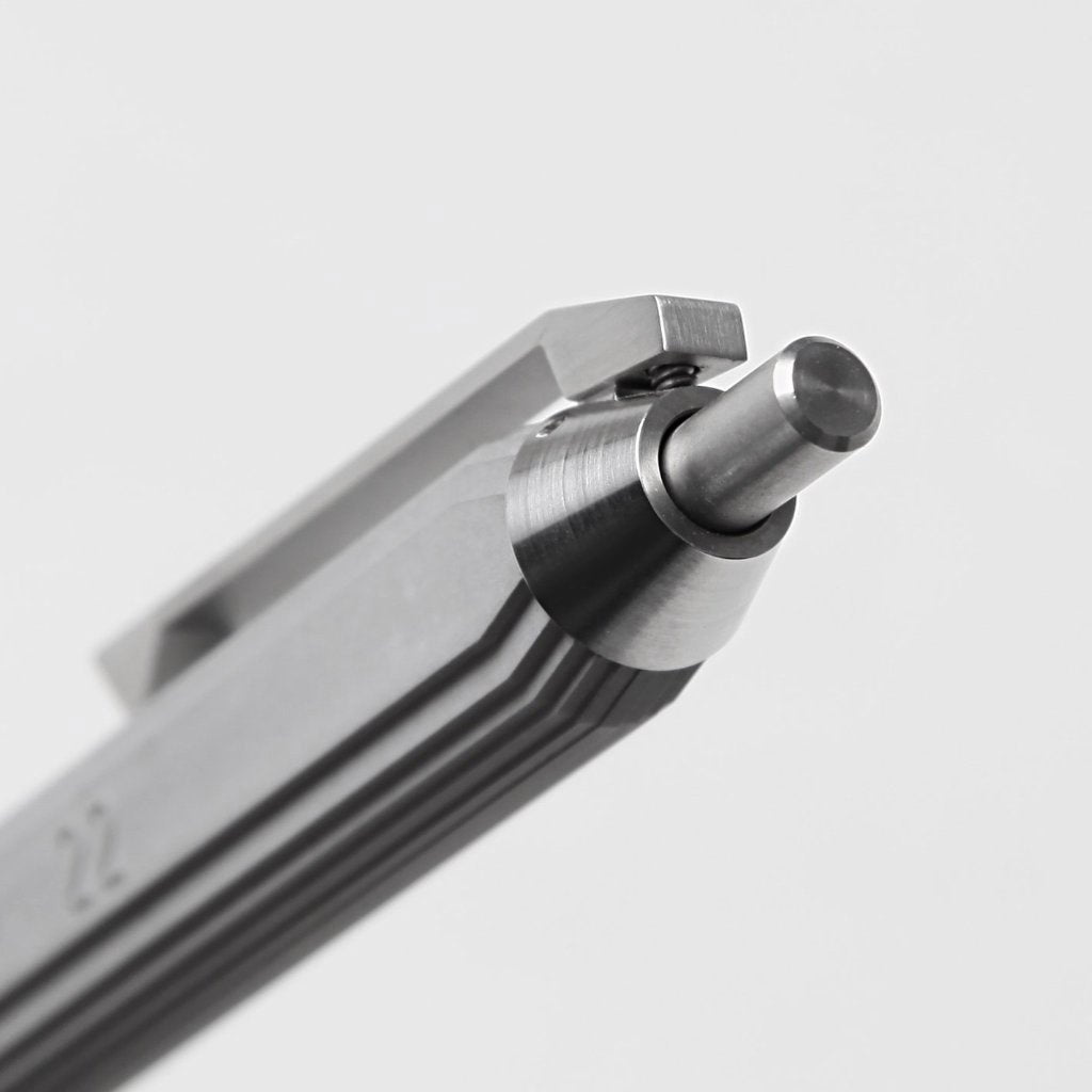 CNC Metal Button and Clip on a Modern Concrete Pen by 22STUDIO