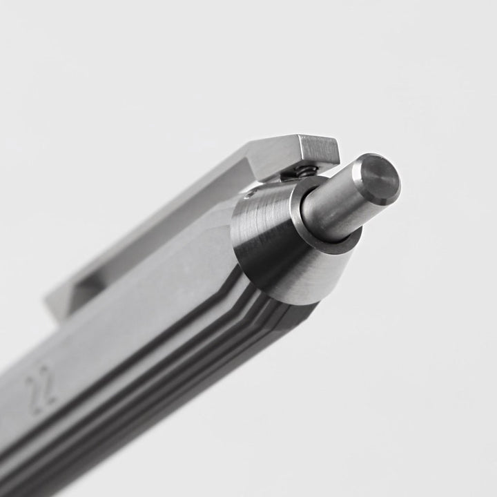 CNC Metal Button and Clip on a Modern Concrete Pen by 22STUDIO