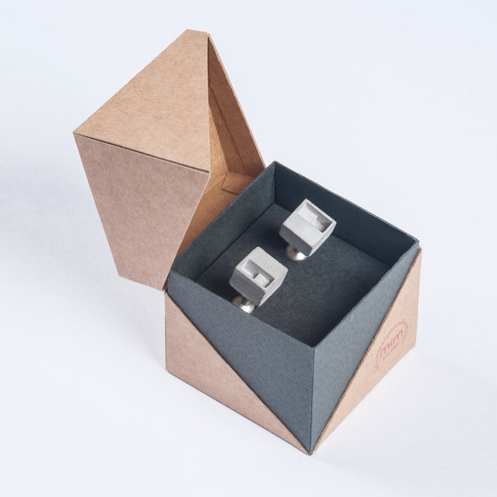 Elements Concrete Cufflinks #1 By Material Immaterial Studio In Unique Cardboard Packaging