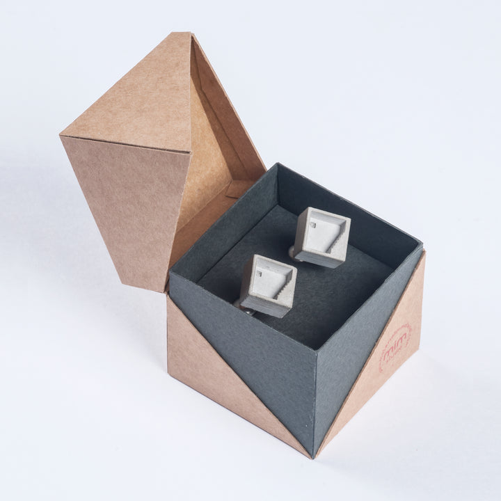 Modern Concrete Cufflinks by Material Immaterial Studio In Packaging