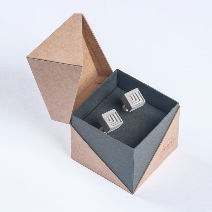 Elements Concrete Cufflinks #4 In Open Box