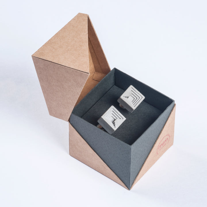 Elements Concrete Cufflinks #6 In Open Packaging