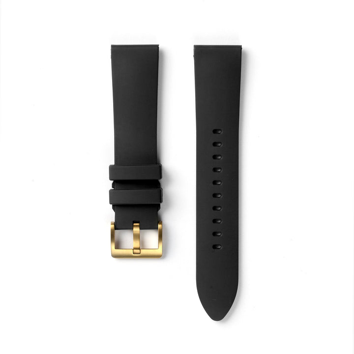 22STUDIO Fluoroelastomer 22mm Strap In Black With A Gold Buckle