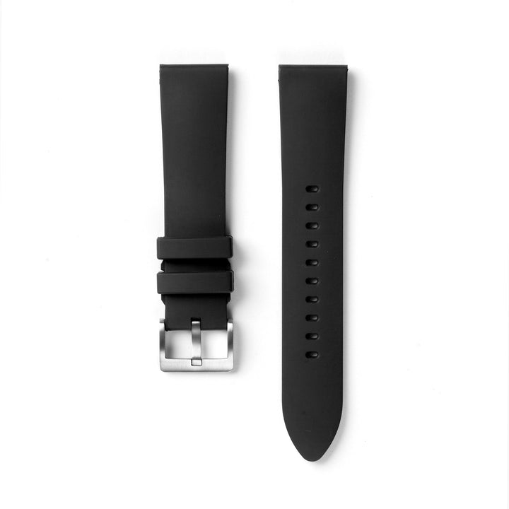 22STUDIO Fluoroelastomer 22mm Strap In Black With A Silver Buckle