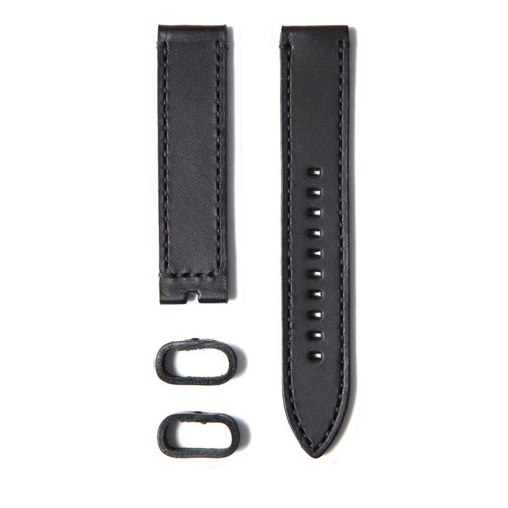 22STUDIO 20mm Italian Leather Watch Strap In Black Color