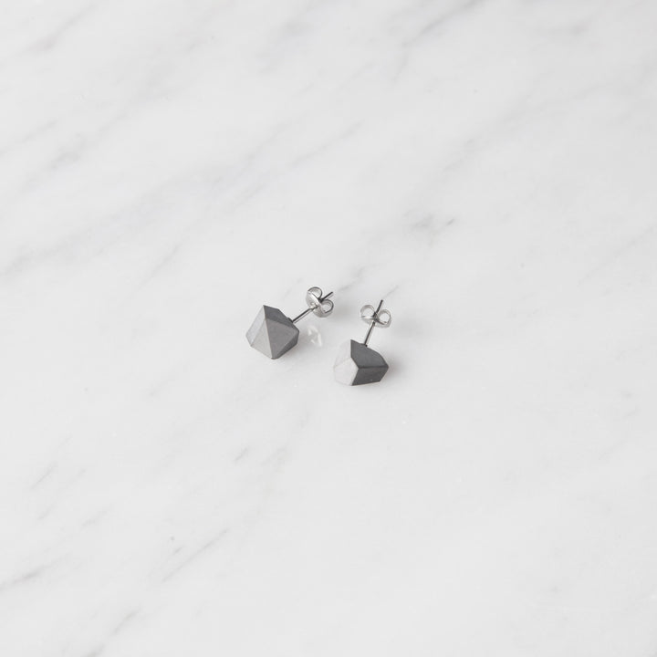 22STUDIO Concrete Rock Earrings Light Gray On A Marble Counter